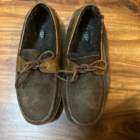 Ugg Australia Byron Cappuccino Dark Brown Suede Slippers 5102 Men’s 11 - Picture 2 of 10